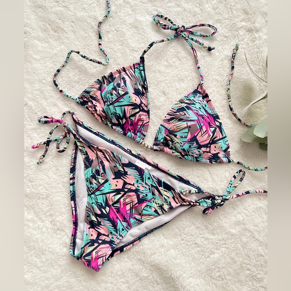 ALDO Printed Soaghetti Straps Bikini Top & Bottom Size S